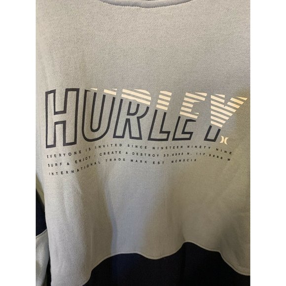 New Hurley Men's Sz XXL Blue Gray Color Block Pullover Hoodie NWT - Picture 4 of 8